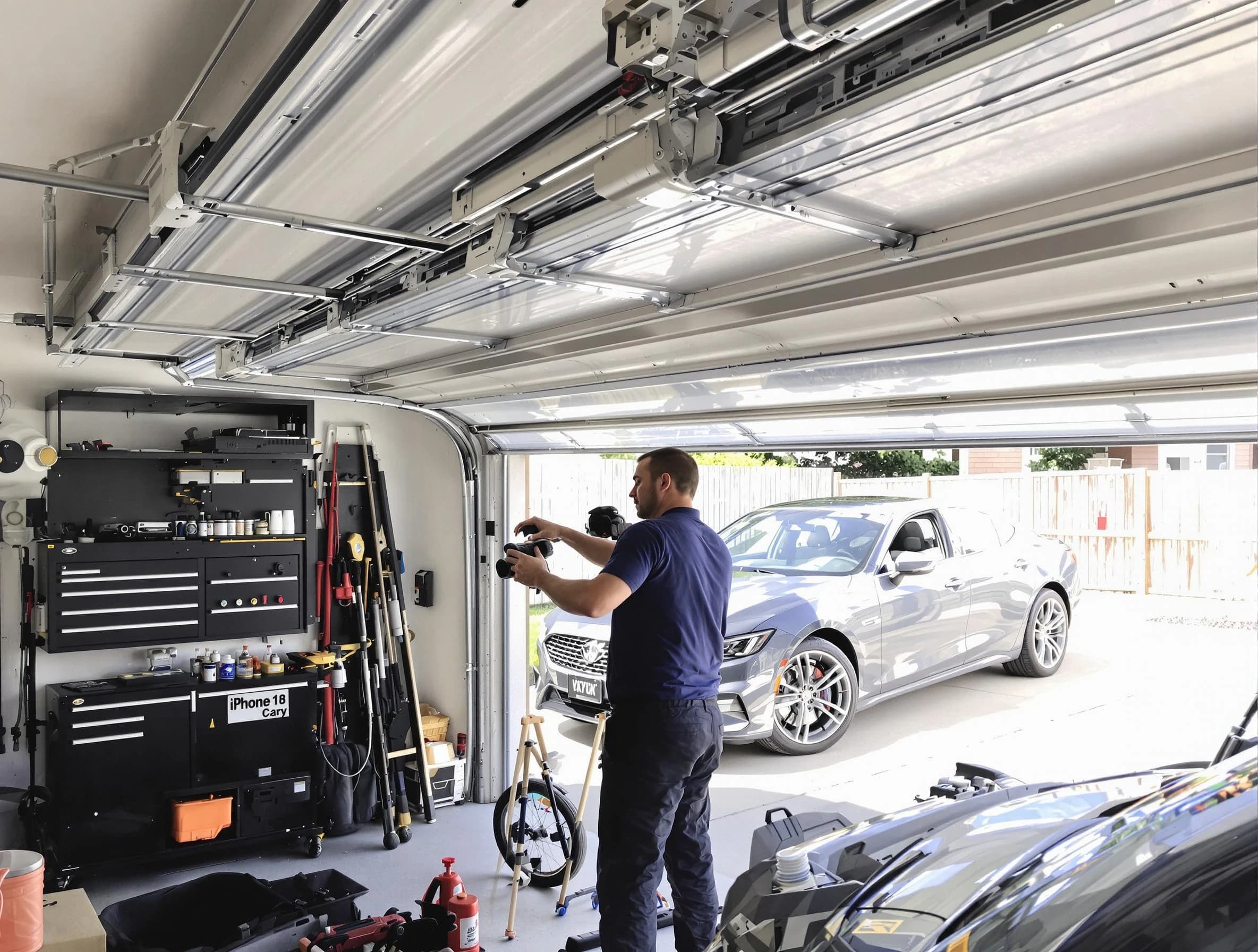 Kearns Garage Door Repair technician fixing noisy garage door in Kearns