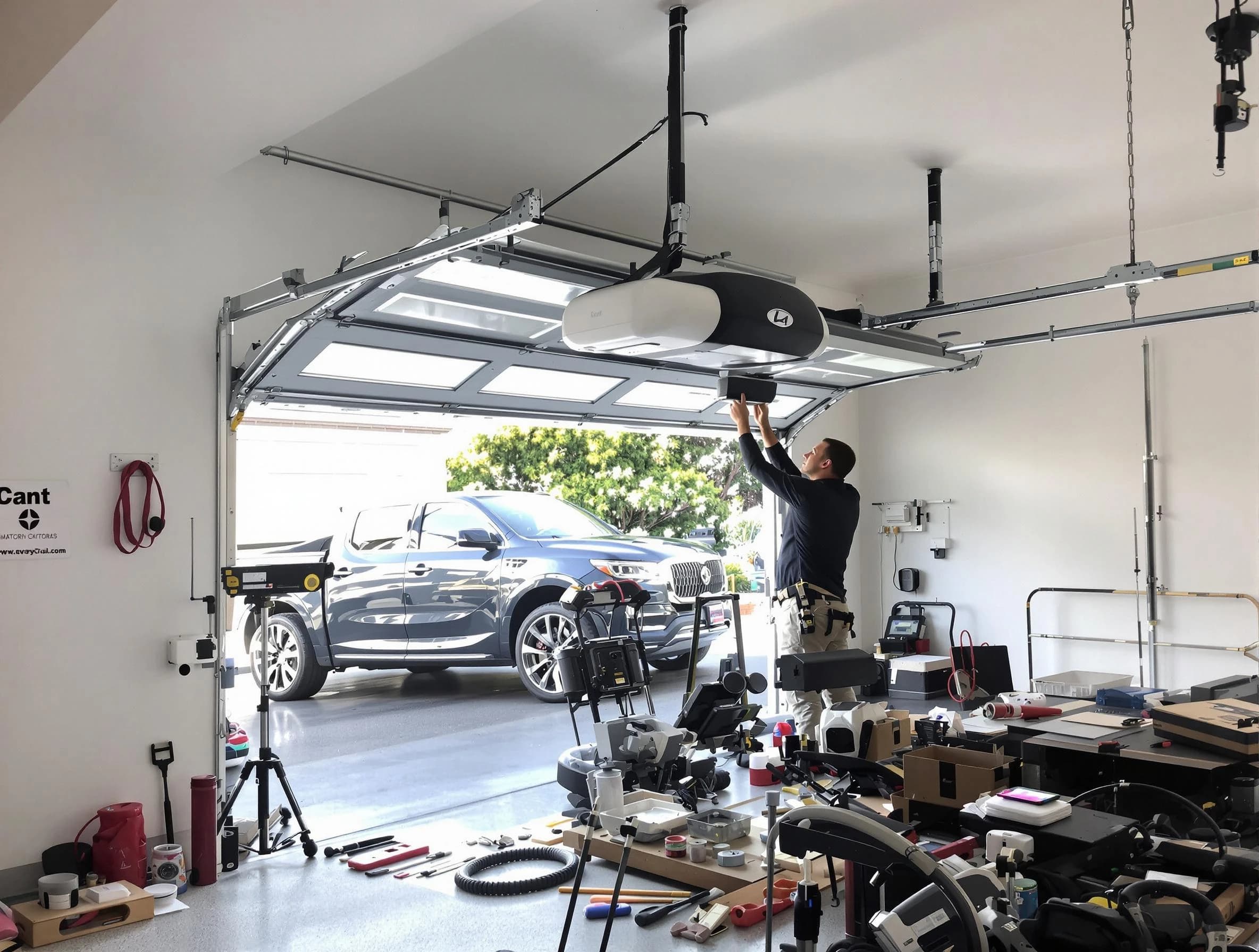 Kearns Garage Door Repair specialist installing smart garage door opener system in Kearns home