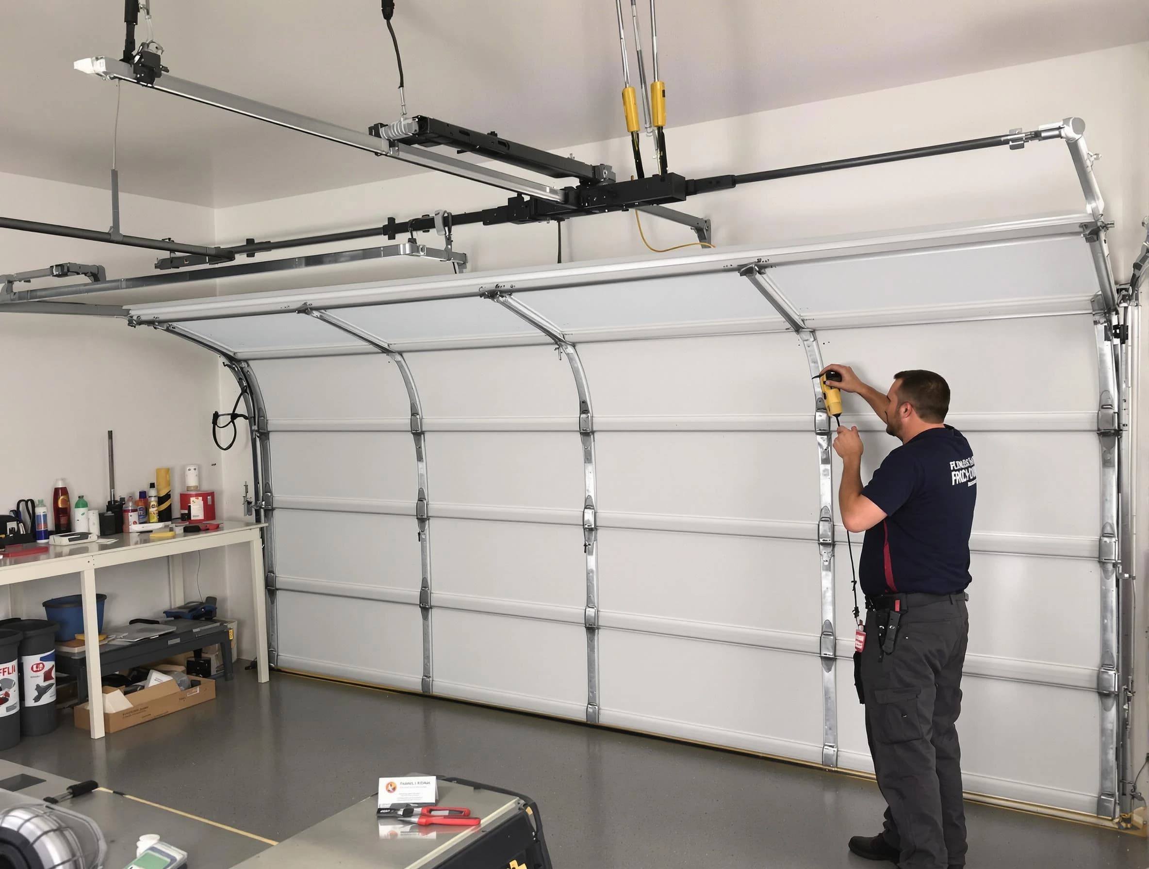 Kearns Garage Door Repair certified technician performing overhead door system repair in Kearns
