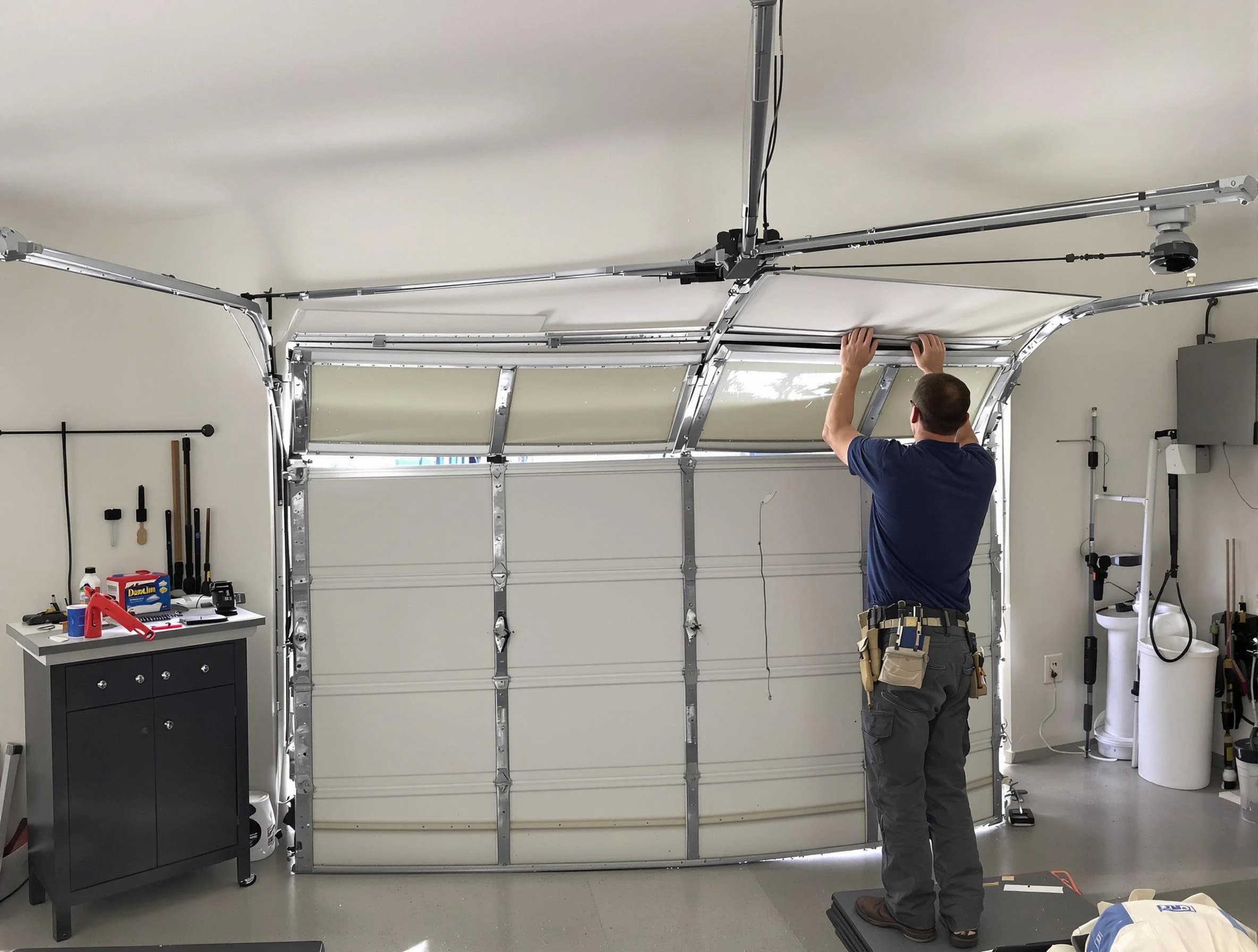 Kearns Garage Door Repair specialist performing precise section replacement on Kearns garage door