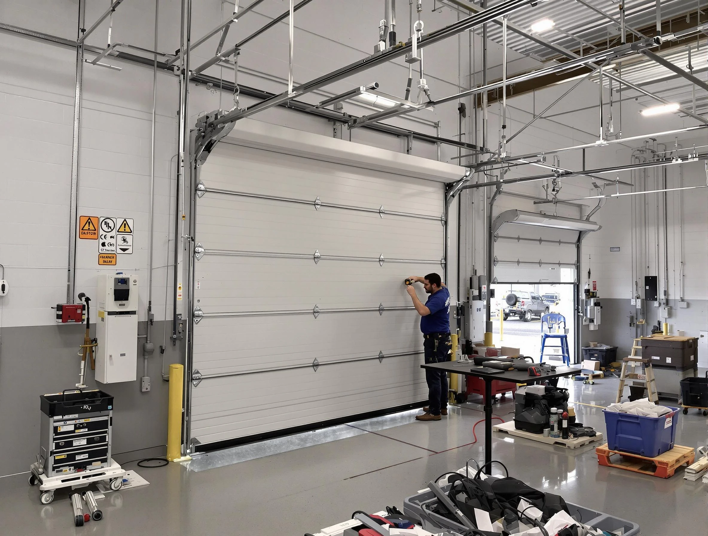 Commercial garage door repair being performed by Kearns Garage Door Repair expert in Kearns