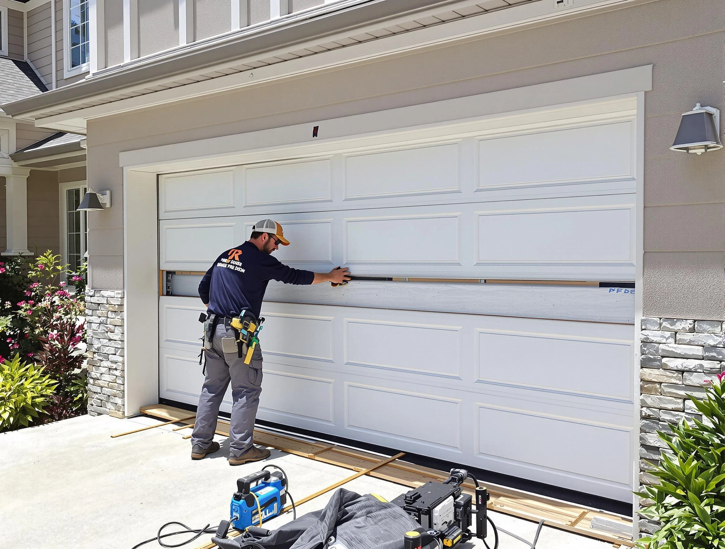 Kearns Garage Door Repair team performing complete garage door replacement at Kearns residence