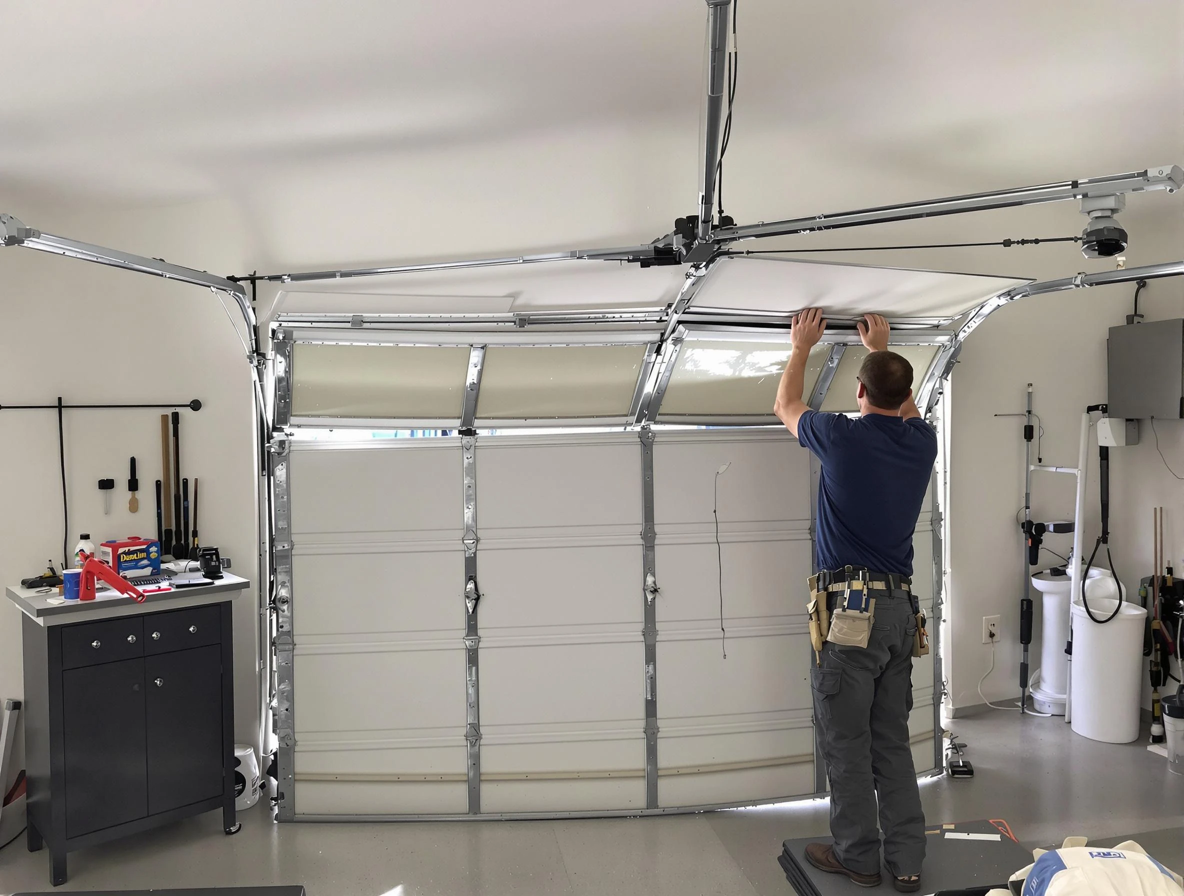 Kearns Garage Door Repair specialist performing precise section replacement on Kearns garage door